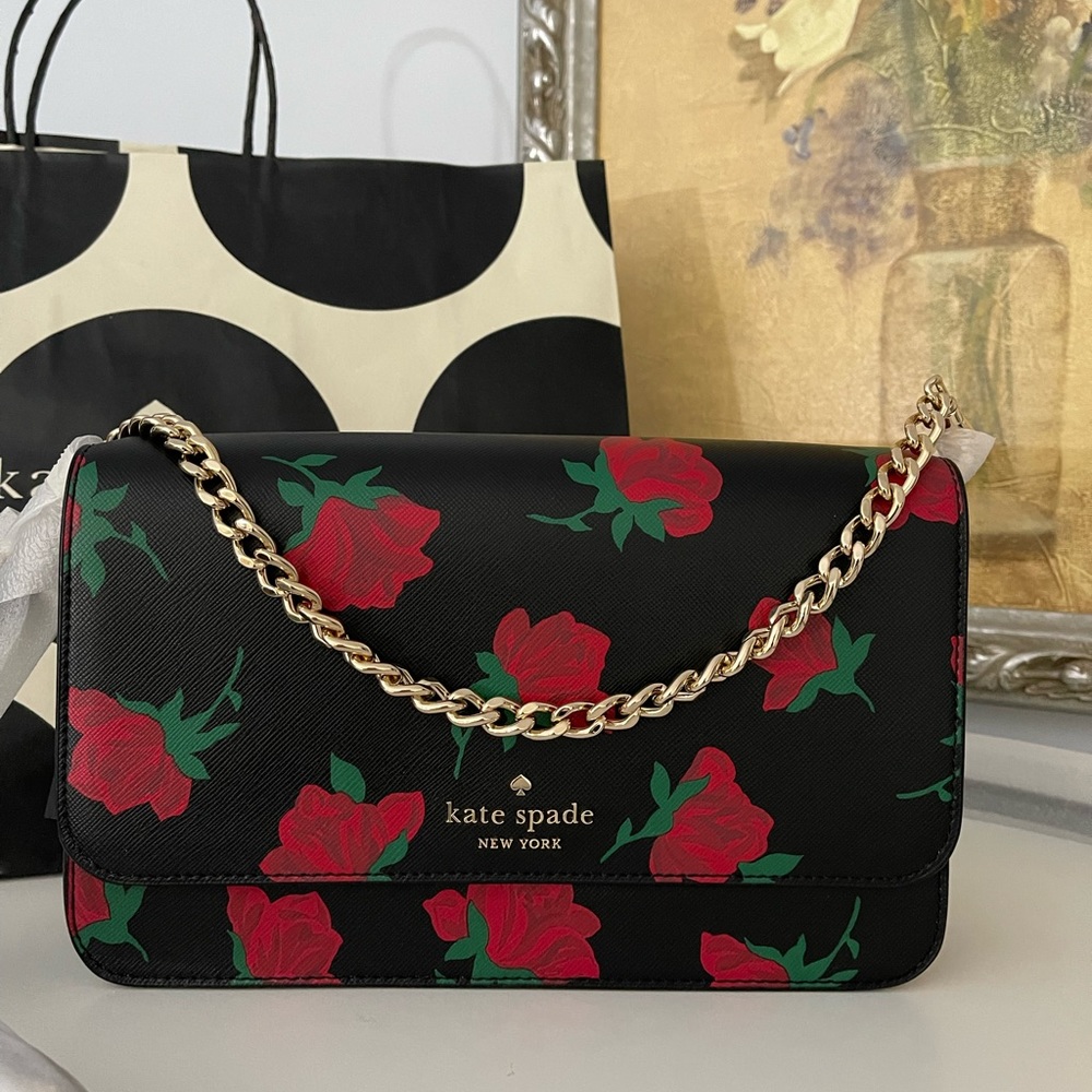 NWT Kate Spade Madison Rose Toss Printed Flap Crossbody